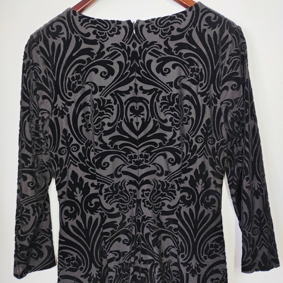 Cache Y2K Velvet Jeweled Formal Dress Womens 12 Black Sheer Goth Cocktail Party - Picture 6 of 14